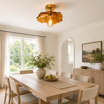 Lotus Leaf / Pleated Umbrella-Shaped Glass Ceiling Light