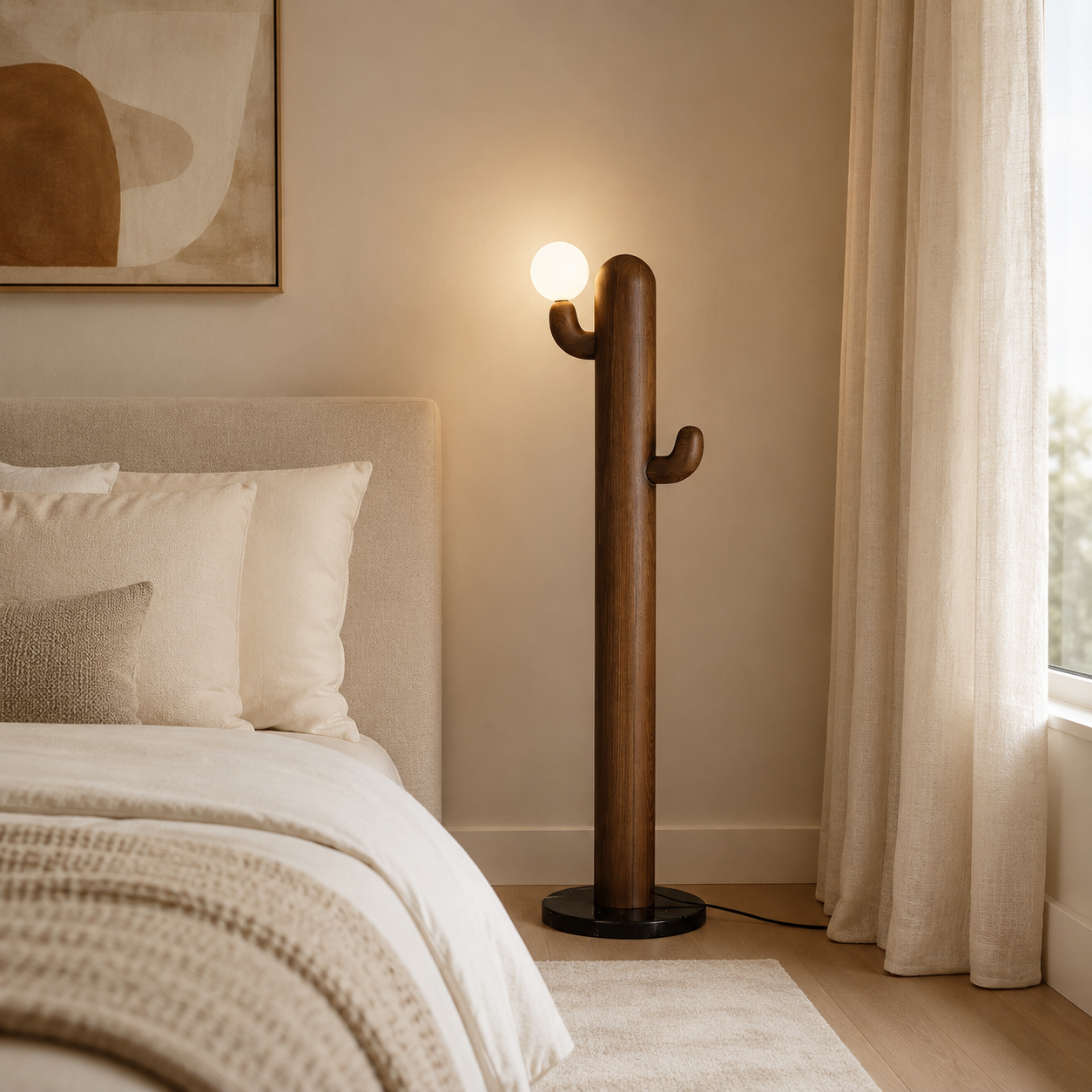 LAMPHAHA Cactus Wood Floor Lamp
