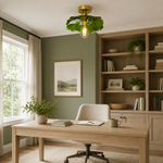 Lotus Leaf / Pleated Umbrella-Shaped Glass Ceiling Light
