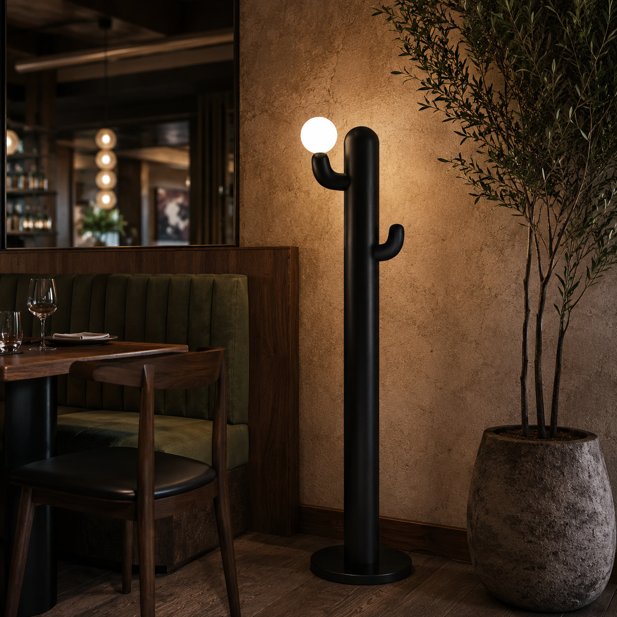 LAMPHAHA Cactus Wood Floor Lamp
