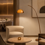 Walnut & Amber Color Bending Floor Lamp