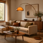 Walnut & Amber Color Bending Floor Lamp