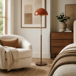 Walnut & Amber Color Floor Lamp
