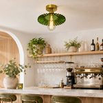 Lotus Leaf / Pleated Umbrella-Shaped Glass Ceiling Light