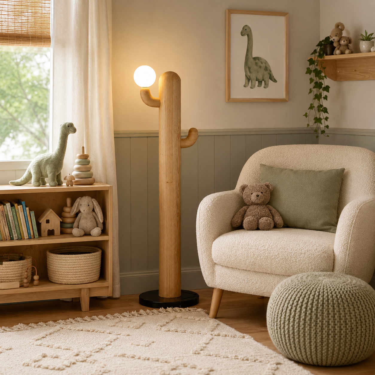 LAMPHAHA Cactus Wood Floor Lamp