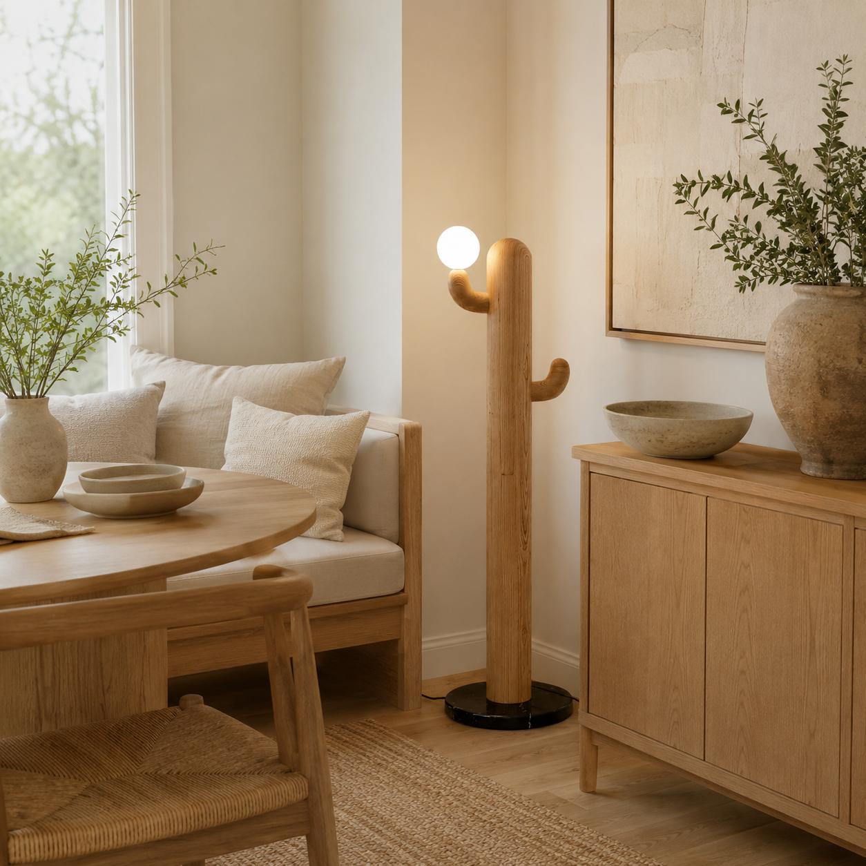 LAMPHAHA Cactus Wood Floor Lamp