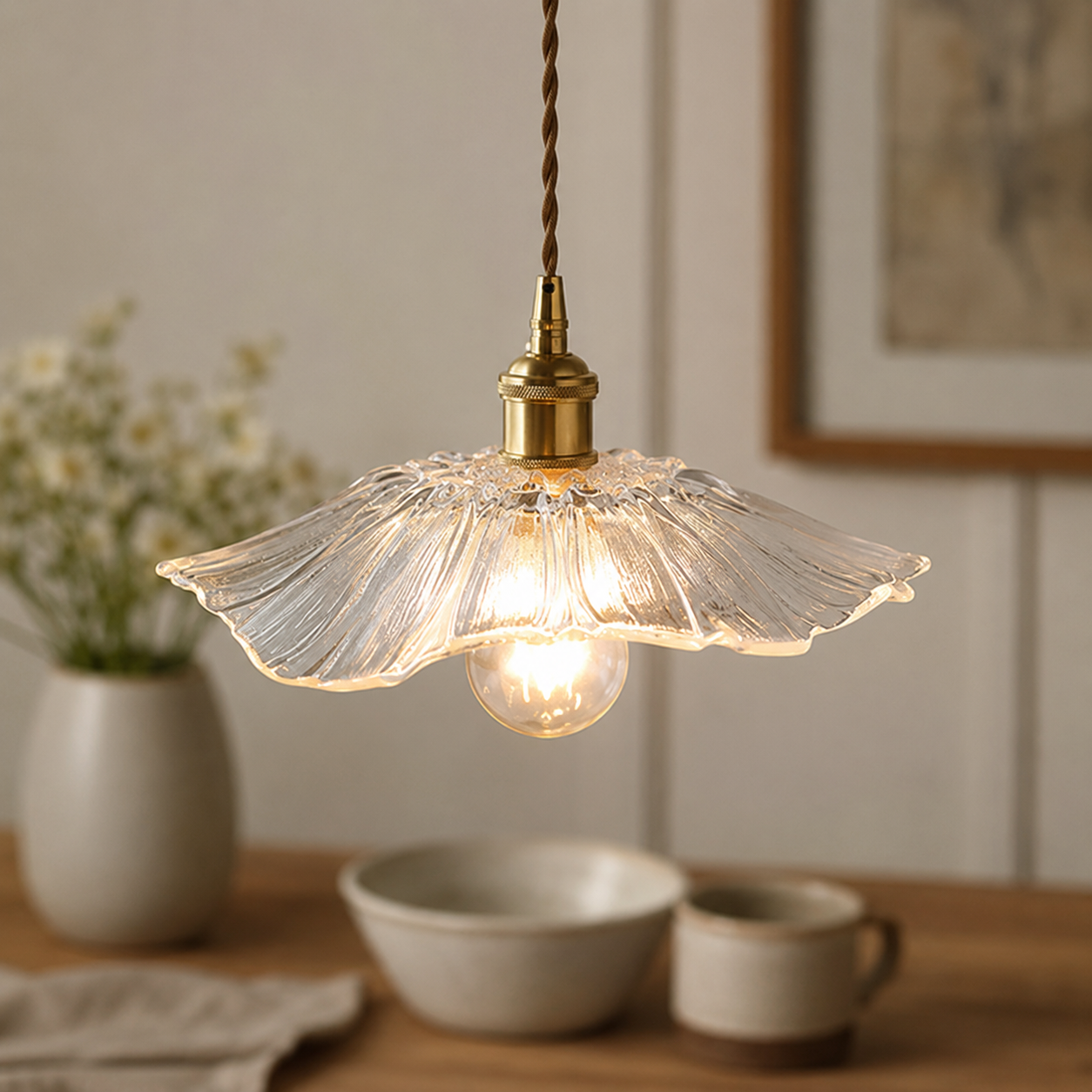 LAMPHAHA Flower Glass Pendant Light