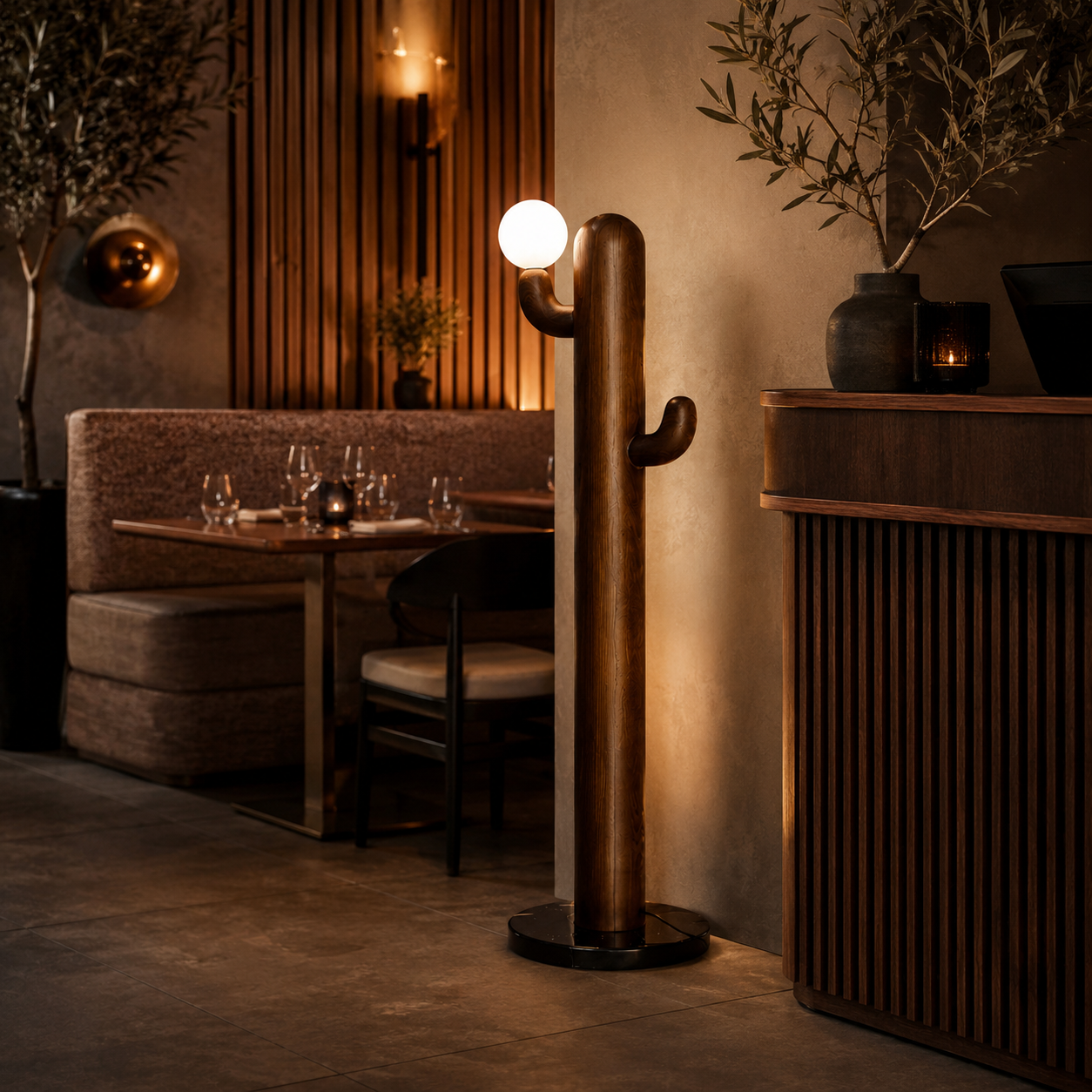 LAMPHAHA Cactus Wood Floor Lamp