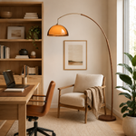 Walnut & Amber Color Bending Floor Lamp