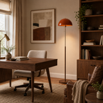 Walnut & Amber Color Floor Lamp