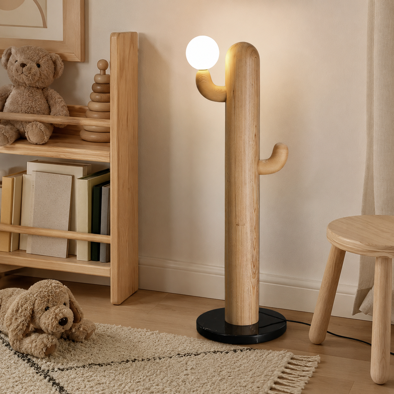 LAMPHAHA Cactus Wood Floor Lamp