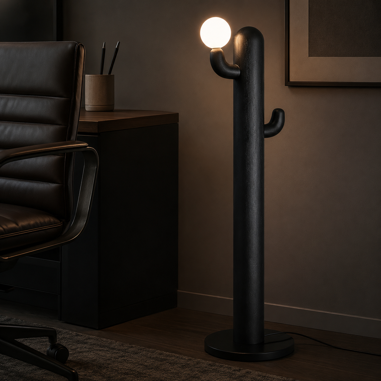 LAMPHAHA Cactus Wood Floor Lamp