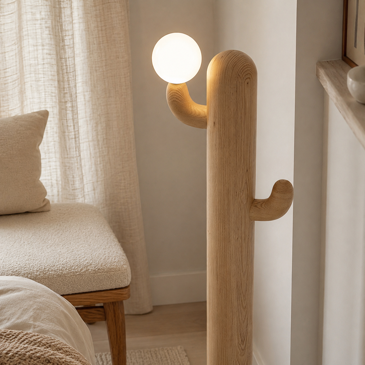 LAMPHAHA Cactus Wood Floor Lamp