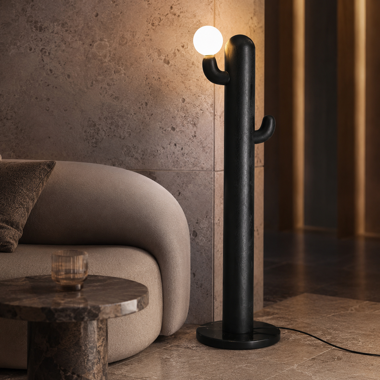 LAMPHAHA Cactus Wood Floor Lamp