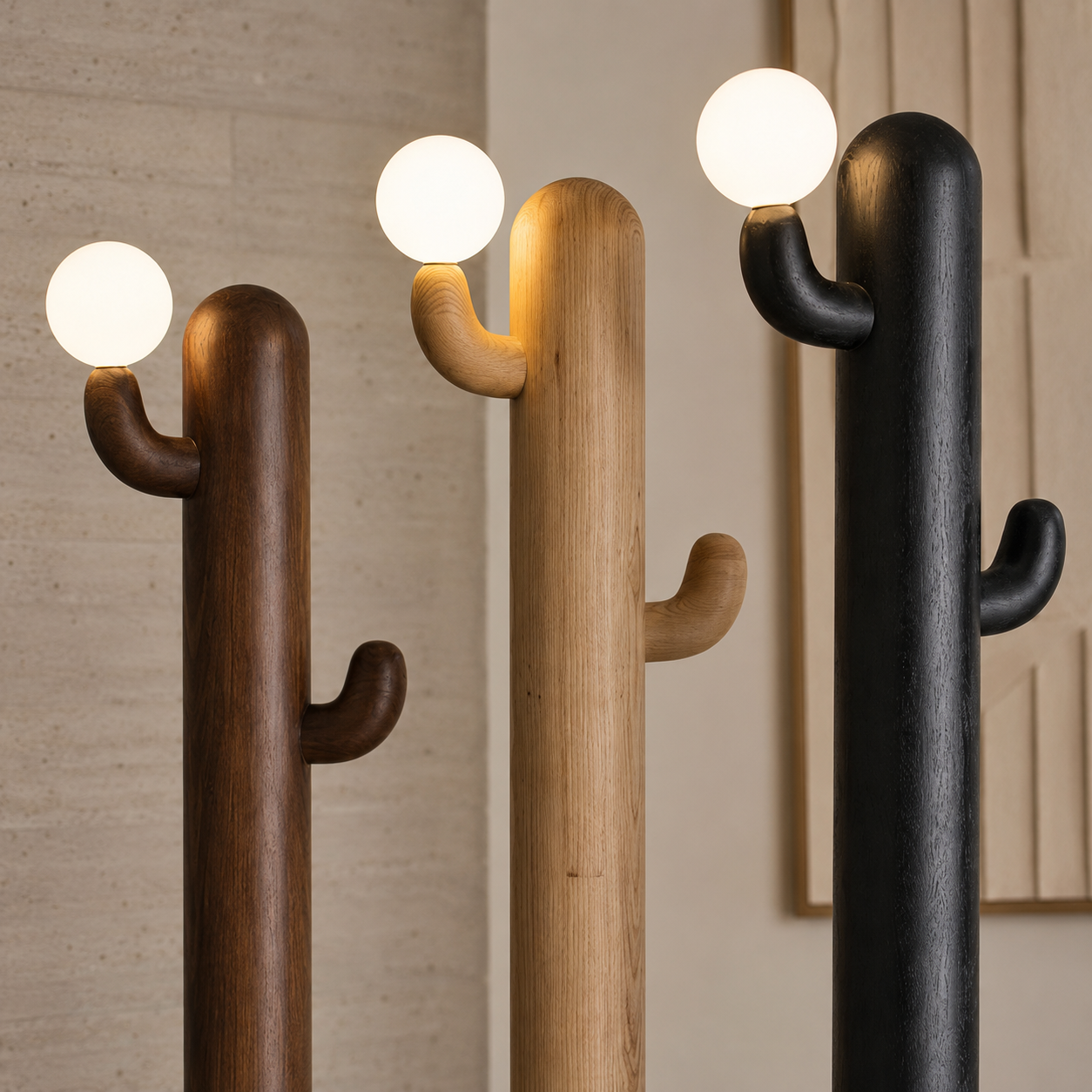 LAMPHAHA Cactus Wood Floor Lamp