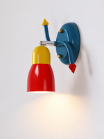 Red yellow and blue iron wall light, B - Curved, Spotlight, Hardwired