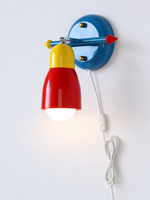 Red yellow and blue iron wall light, A - Straight, Milky White, Plug-in