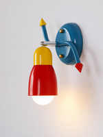 Red yellow and blue iron wall light, B - Curved, Milky White, Hardwired