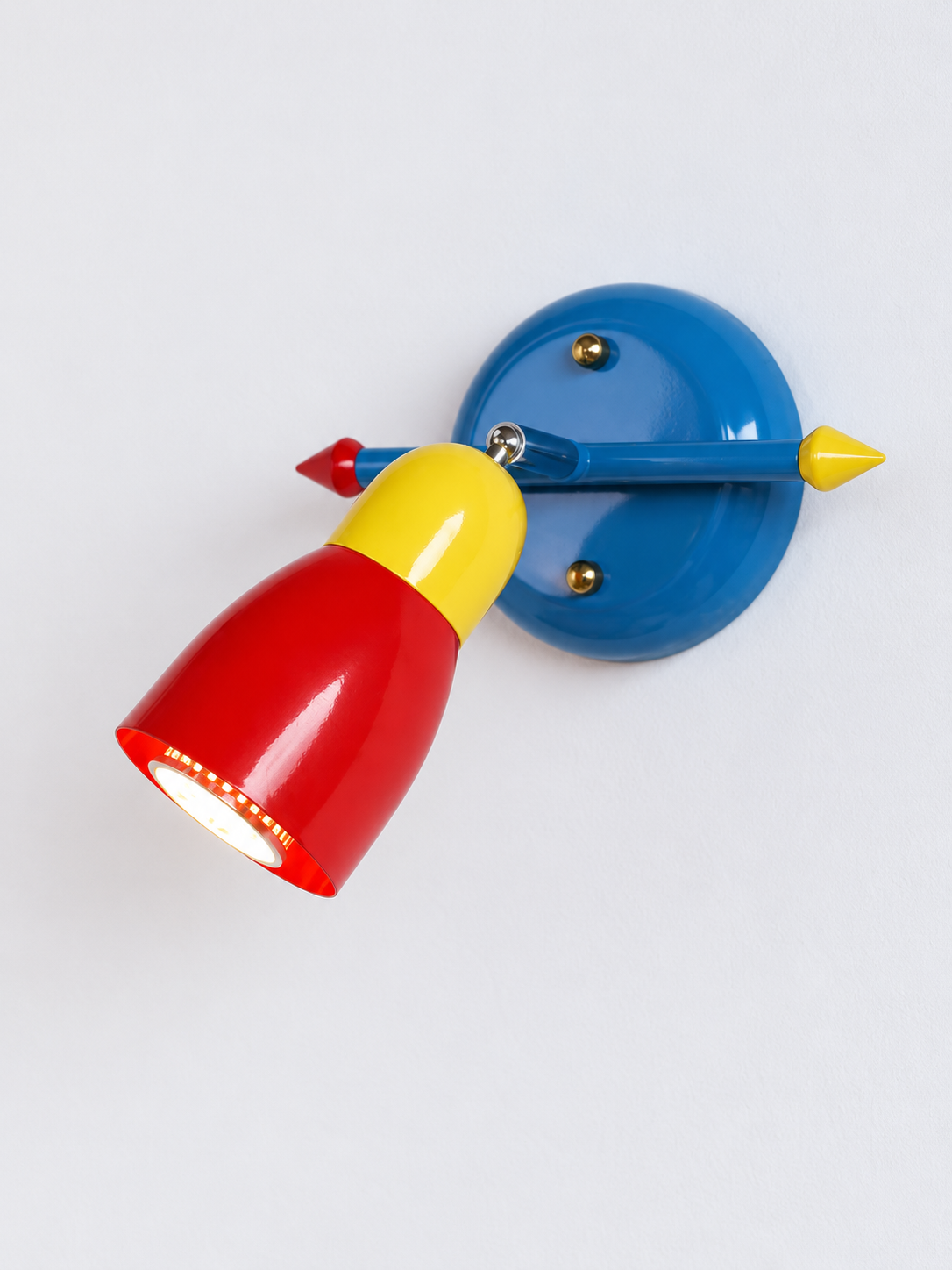Red yellow and blue iron wall light, A - Straight, Spotlight, Hardwired