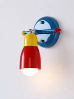 Red yellow and blue iron wall light, A - Straight, Milky White, Hardwired