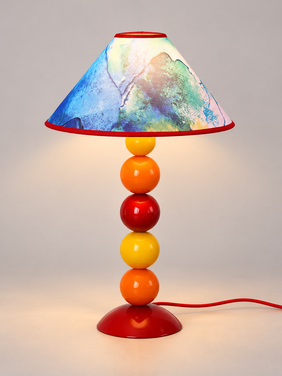 ocean printed fabric shade five sphere table lamp