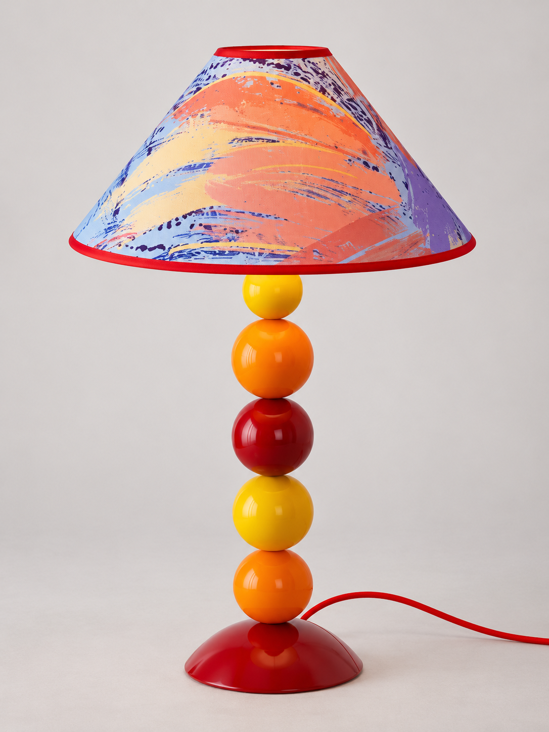 purple leaf printed fabric shade five sphere table lamp