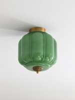 Fluted glass ceiling light, Copper Tone, Green, 24 cm