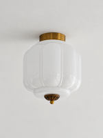 Fluted glass ceiling light, Copper Tone, White, 24 cm