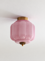 Fluted glass ceiling light, Copper Tone, Purple, 24 cm