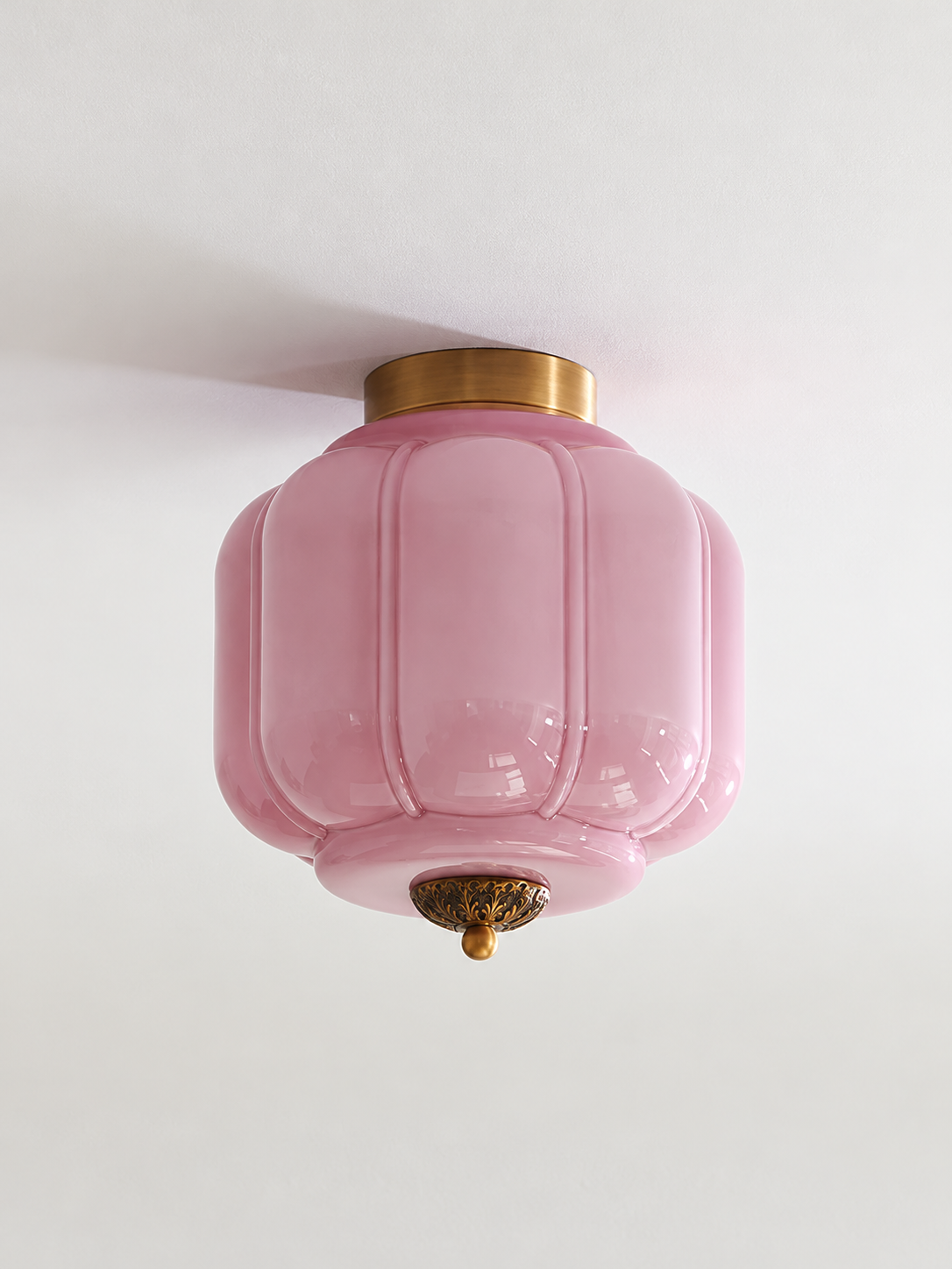 Fluted glass ceiling light, Copper Tone, Purple, 24 cm