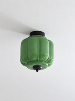Fluted glass ceiling light, Black, Green, 24 cm