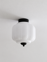 Fluted glass ceiling light, Black, White, 24 cm