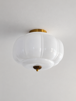 Fluted glass ceiling light, Copper Tone, White, 36 cm