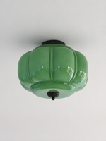 Fluted glass ceiling light, Black, Green, 36 cm