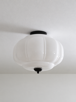 Fluted glass ceiling light, Black, White, 36 cm