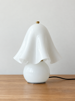 White draped glass table lamp, without beads