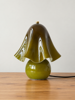 Green draped glass table lamp, without beads