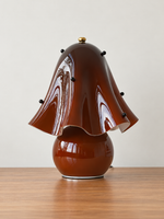 Amber draped glass table lamp, with beads