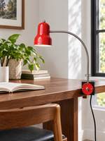 Adjustable Gooseneck Clamp Desk Lamp — Cherry Red / Chrome / Black — interior setting