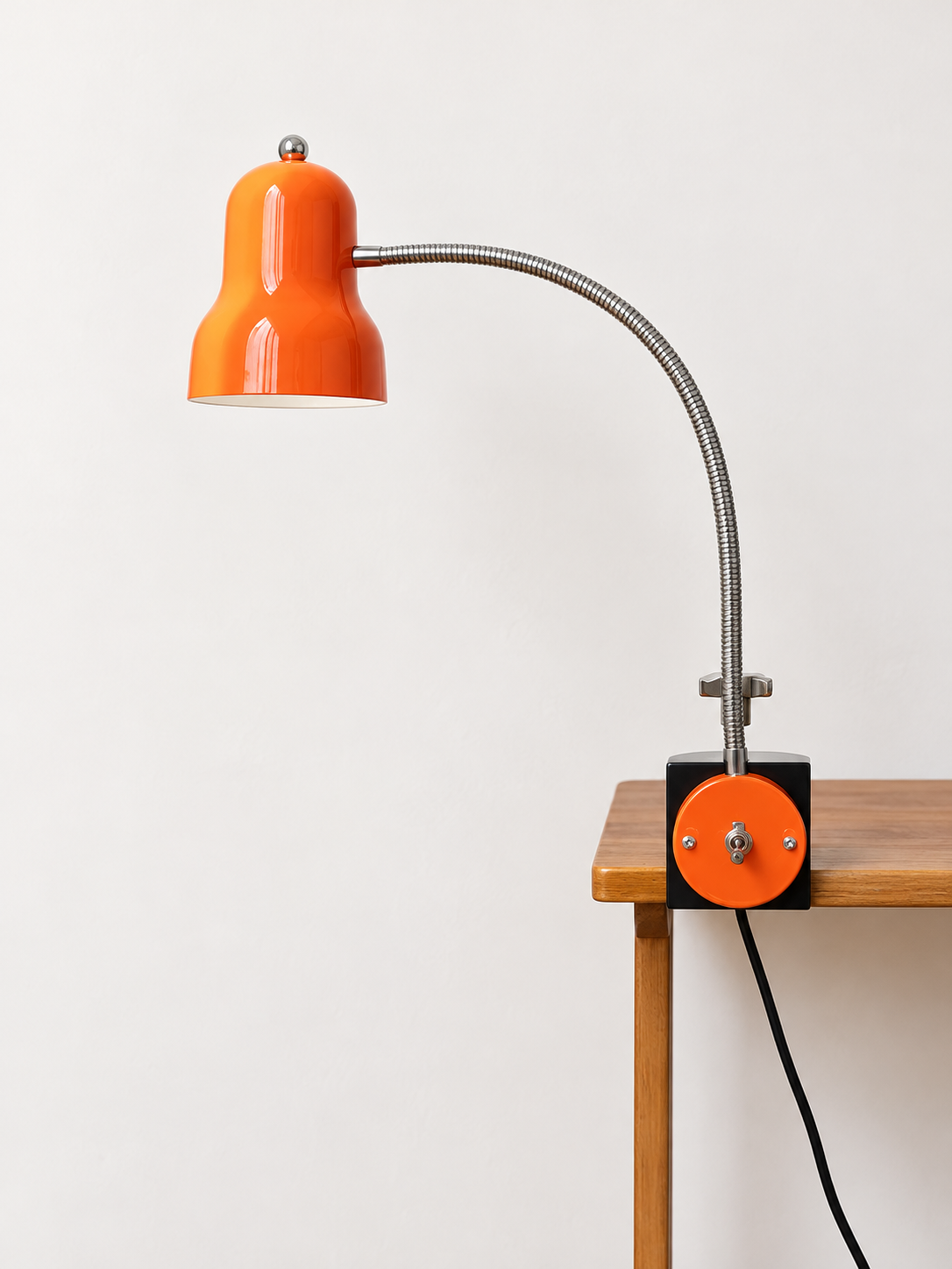 Adjustable Gooseneck Clamp Desk Lamp — Orange / Chrome / Black — product view 2