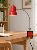 Adjustable Gooseneck Clamp Desk Lamp — Cherry Red / Chrome / Black — product view 4