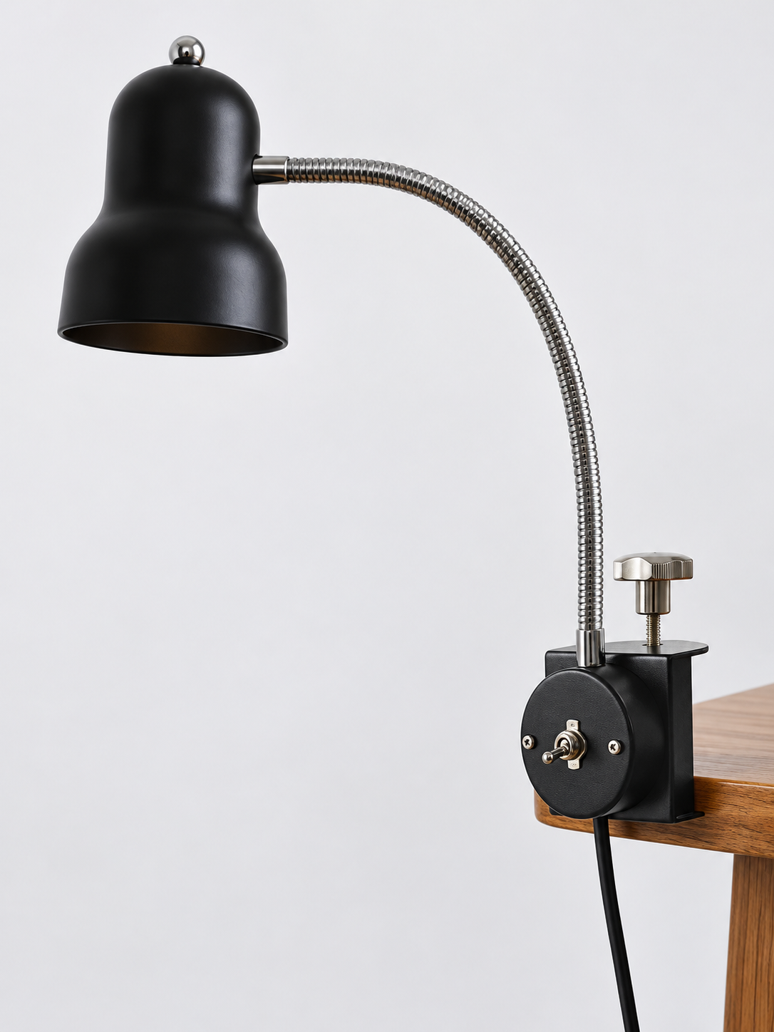 Adjustable Gooseneck Clamp Desk Lamp — Black / Chrome — product view 6