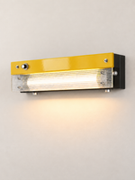 Retro linear LED wall light Yellow / Ribbed Acrylic / 40 cm / Hardwired