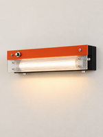Retro linear LED wall light Orange / Ribbed Acrylic / 40 cm / Hardwired