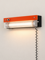 Retro linear LED wall light Orange / Ribbed Acrylic / 40 cm / Plug-in