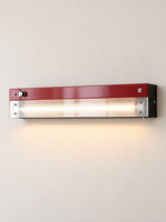 Retro linear LED wall light Red / Ribbed Acrylic / 60 cm / Hardwired