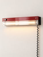 Retro linear LED wall light Red / Ribbed Acrylic / 60 cm / Plug-in
