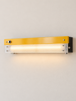 Retro linear LED wall light Yellow / Ribbed Acrylic / 60 cm / Hardwired