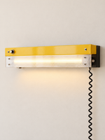 Retro linear LED wall light Yellow / Ribbed Acrylic / 60 cm / Plug-in