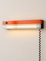 Retro linear LED wall light Orange / Ribbed Acrylic / 60 cm / Plug-in